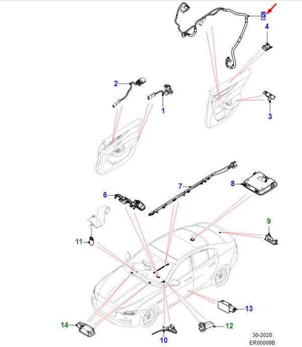 T4N30058 - JAGUAR XE X760 harness rear right door T4N30058 NEW ORIGINAL