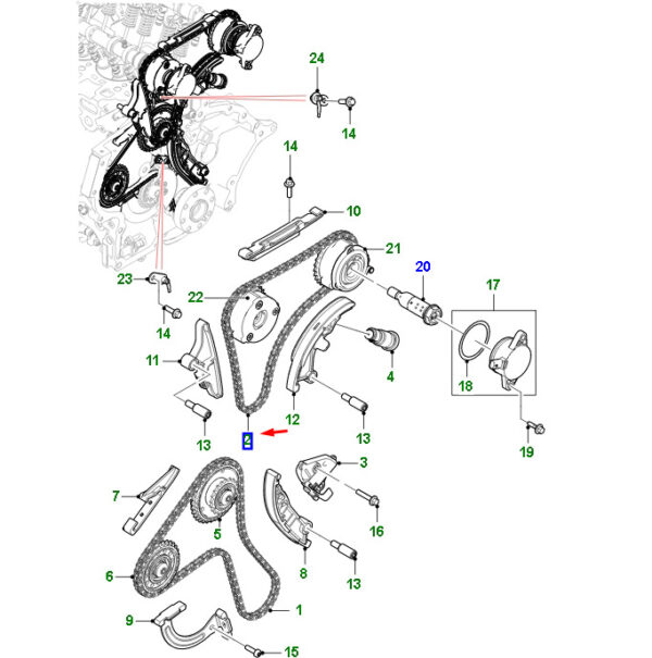 T4N32907 - JAGUAR XE X760 Secondary Control Chain T4N32907 NEW ORIGINAL