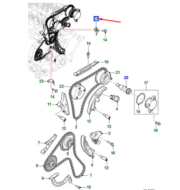 T4N32914 - JAGUAR XE X760 Secondary Chain Oil Nozzle T4N32914 NEW ORIGINAL