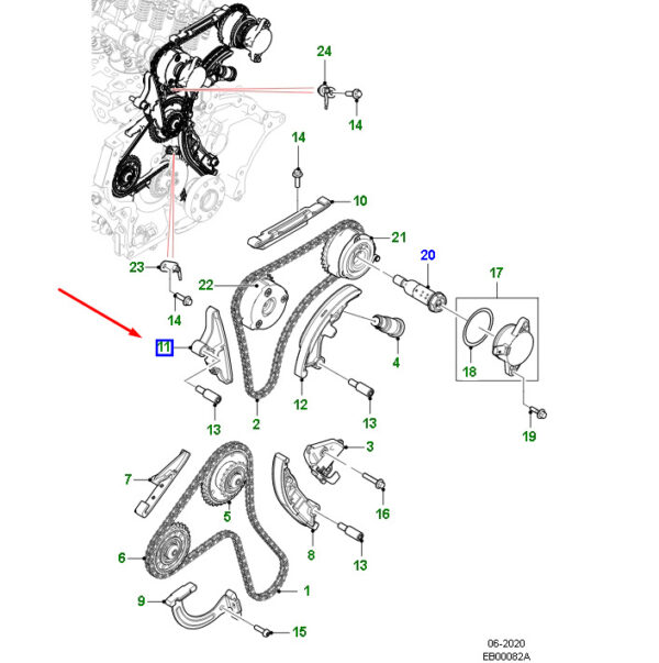 T4N32918 - JAGUAR XE X760 Left Secondary Chain Guide T4N32918 NEW ORIGINAL
