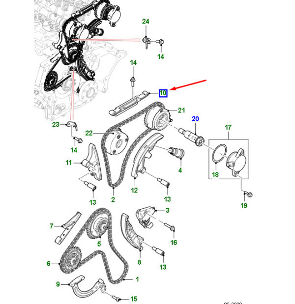 T4N32919 - JAGUAR XE X760 Secondary Upper Chain Guide T4N32919 NEW ORIGINAL