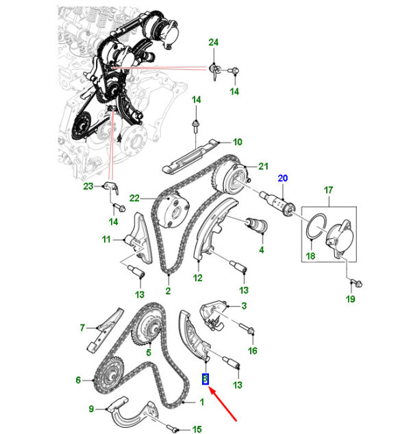 T4N32921 - JAGUAR XE X760 primary chain guide T4N32921 NEW ORIGINAL