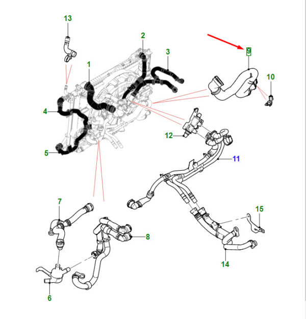 T4N32996 - Jaguar XE X760 Cooler Hose Bottom T4N32996 NEW ORIGINAL