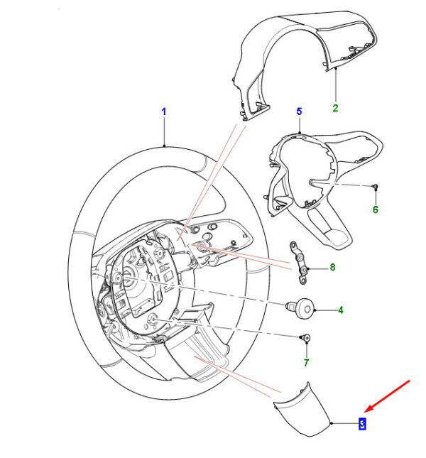 T4N5770 - Jaguar F-PACE X761 Steering Wheel Bottom T4N5770, Original Part
