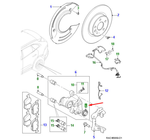 T4N7524 - JAGUAR F-PACE X761 Rear Brake Saddle Service Kit T4N7524 NEW REAL