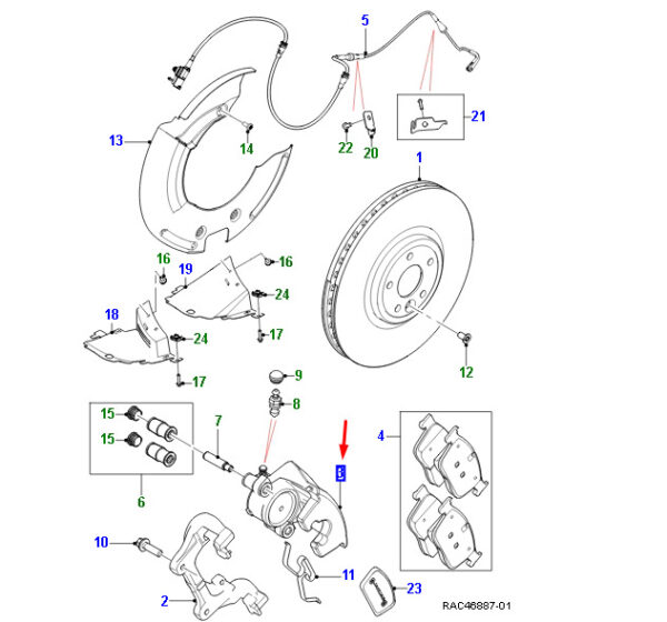 T4N7531 - JAGUAR F-PACE X761 caliper front left T4N7531 NEW ORIGINAL