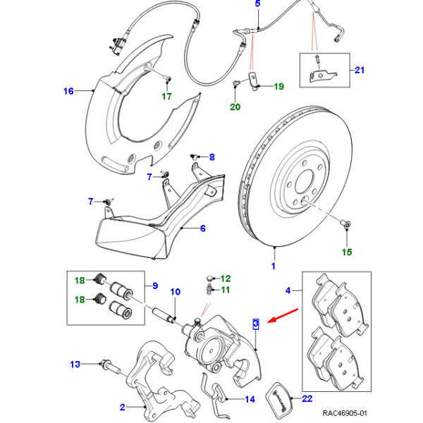 T4N9758 - JAGUAR XE X760 caliper front left T4N9758 NEW ORIGINAL