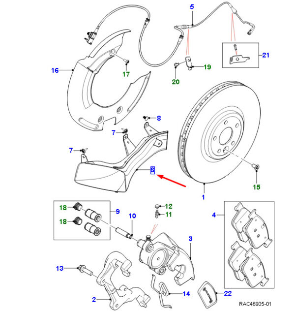 T4N9989 - JAGUAR XE X760 Front Right Brake Cooling Channel T4N9989 NEW ORIGINAL