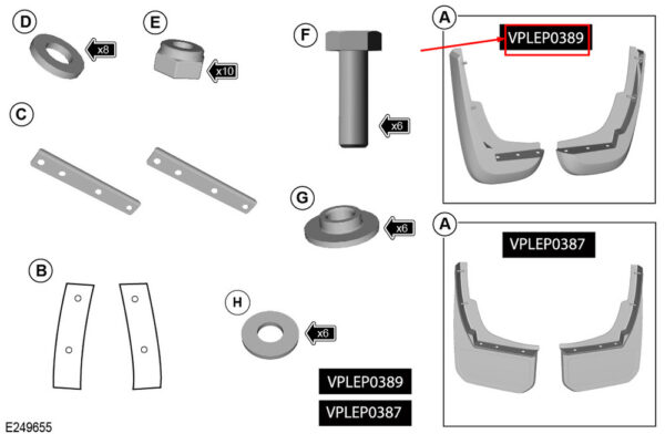 VPLEP0389 - LAND ROVER DEFENDER L316 Dirt Catcher Set Front VPLEP0389 NEW Original