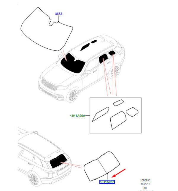 VPLYS0425 - LR Range Rover Velar L560 Tailgate Window Transparent Set VPLYS0425, Original Part