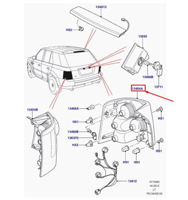 XFB500420 - LAND ROVER RANGE ROVER SPORT L320 taillight rear right XFB500420 NEW ORIGINAL