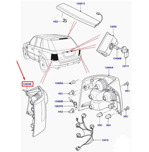 XFB500430 - LAND ROVER RANGE ROVER SPORT L320 taillight rear left XFB500430 NEW ORIGINAL