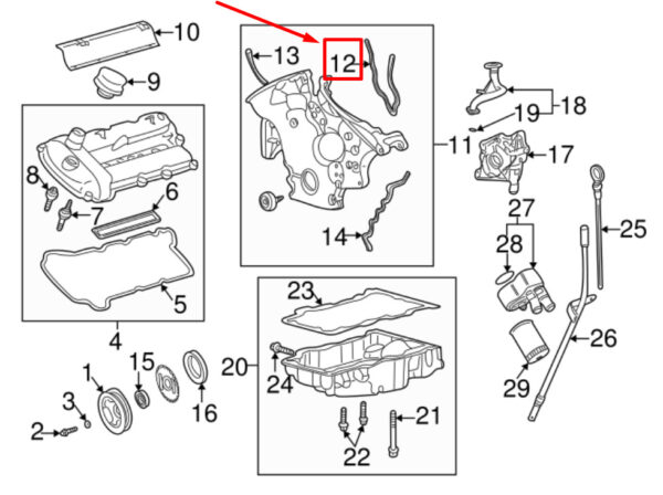 XR85359 - JAGUAR X-TYPE X400 Center Timing Cover Gasket XR85359 NEW ORIGINAL