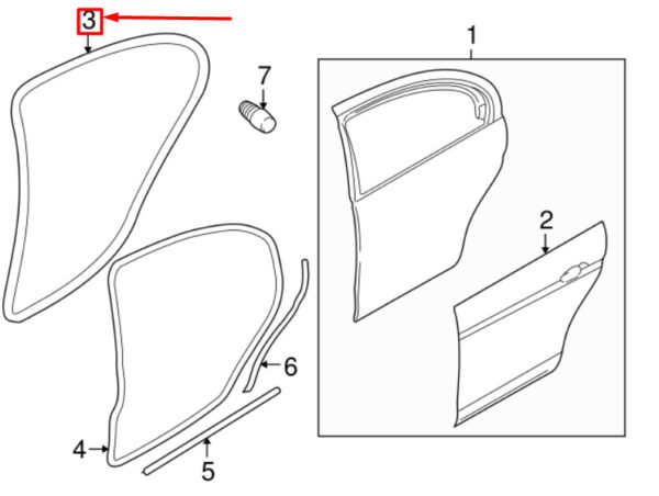 XR853721 - JAGUAR S-TYPE X200 Rear Door Rubber Seal XR853721 NEW GENUINE
