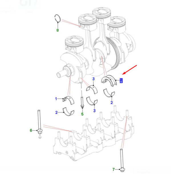 XR858431 - JAGUAR XE X760 Crankshaft Main Pressure Bearing Top XR858431 NEW ORIGINAL