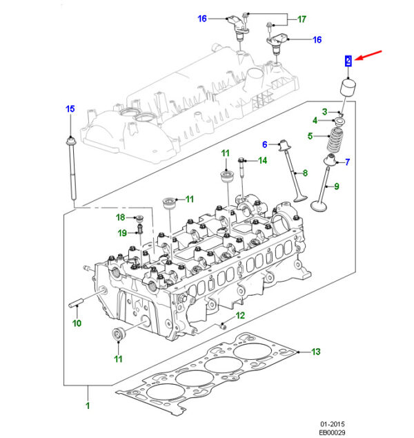 XR858466 - JAGUAR XE X760 cylinder head pestle XR858466 NEW ORIGINAL