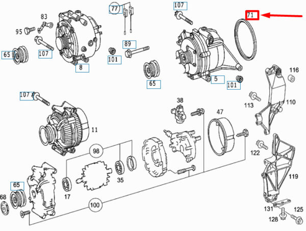 A0001540460 - New MERCEDES-BENZ ML W163 Alternator Housing Seal Ring A0001540460