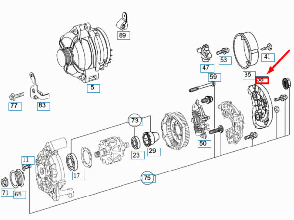 A0001544004 - NEW MERCEDES-BENZ E W210 GENERATOR SLIDING RING SIDE COVER A0001544004 GENUINE