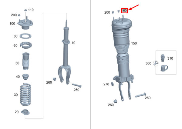 A0003270069 - New MB GLE W167 Front Air Suspension Strut Connect. Fitting A0003270069