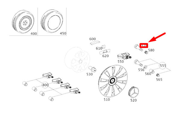 A0004000213 - New MERCEDES-BENZ CLA C117 Tire Inflating Valve A0004000213