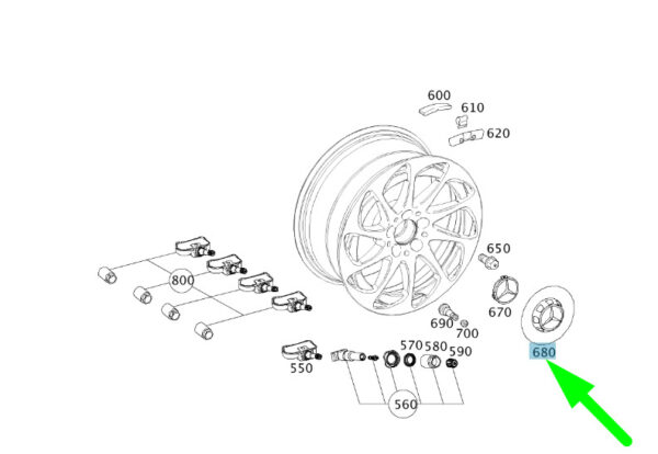 A00040011007756 - NEW MB SL R231 FRONT AND REAR AXLES WHEEL TRIM A00040011007756