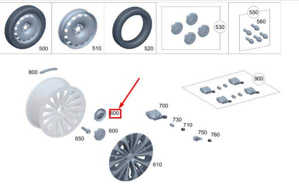 A00040038009040 - MERCEDES-BENZ EQS V297 Wheel Hub Cover A00040038009040 NEW GENUINE