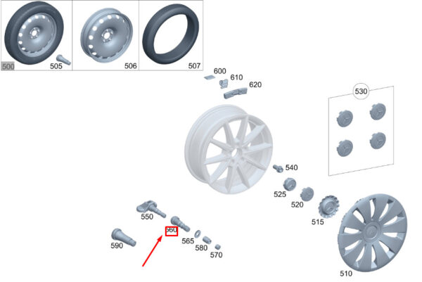 A0004004100 - NEW MERCEDES-BENZ GLA H247 FRONT AXLE TIRE VALVE A0004004100 ORIGINAL