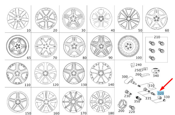 A0004010914 - NEW MERCEDES-BENZ GL X164 WHEEL VALVE NUT A0004010914 ORIGINAL