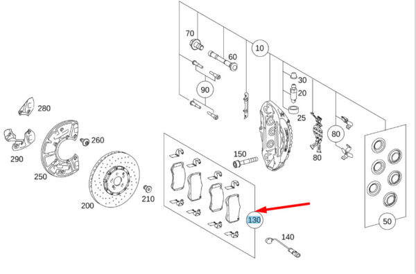 A0004202904 - Mercedes-Benz C W205 brake lining set for front wheel A0004202904, original part