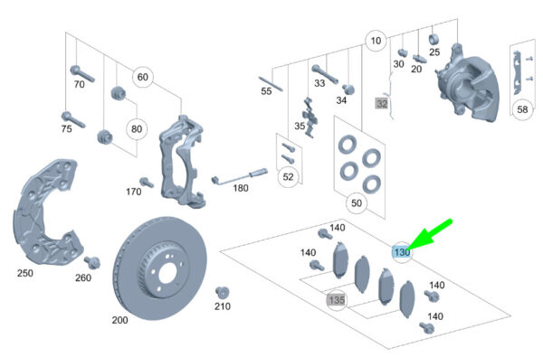 A0004204904 - New MERCEDES-BENZ C C205 AMG Front Wheel Brake Pad Set A0004204904
