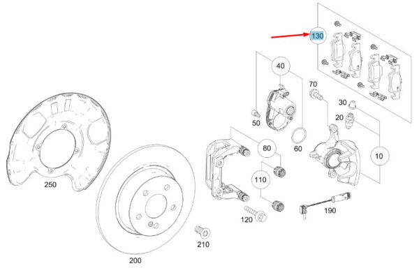 A0004207103 - Mercedes-Benz GLE W167 brake lining set rear wheel A0004207103 NEW ORIGINAL
