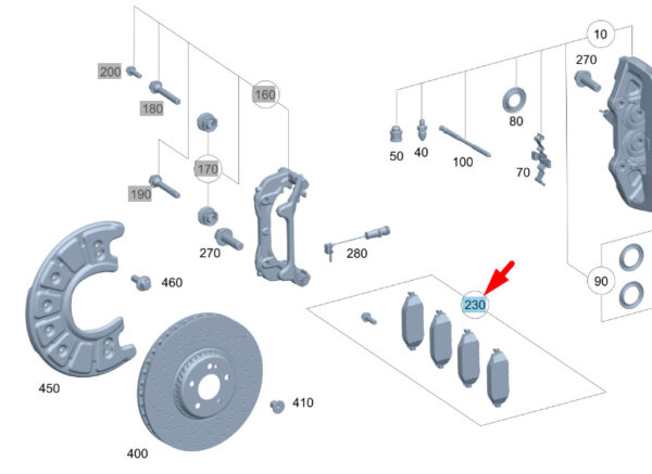 A0004209003 - NEW MERCEDES-BENZ GLC X253 FRONT WHEEL BRAKE PAD SET A0004209003 ORIGINAL