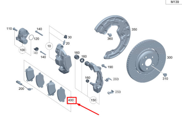 A0004209505 - Mercedes-Benz C W206 C43 AMG rear brake pads set A0004209505 NEW ORIGINAL