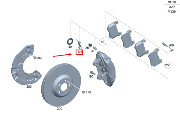 A0004211501 - New MERCEDES-BENZ C S206 Front Brake Caliper Spreader Spring A0004211501