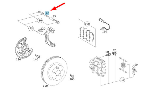 A0004211671 - MERCEDES-BENZ E W211 Front Brake Caliper Guide Pin A0004211671 NEW GENUINE