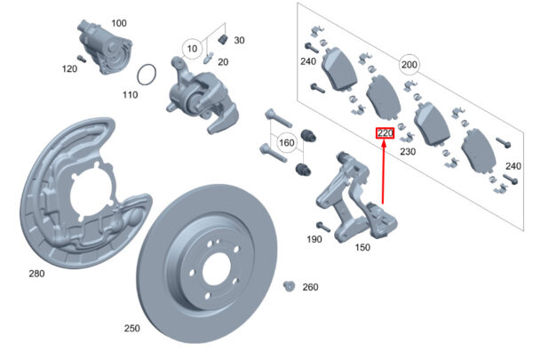 A0004214000 - NEW MERCEDES-BENZ GLA H247 REAR BRAKE LOAD WHEN HOLDING SPRING