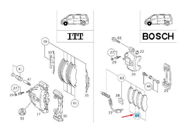 A0004214110 - NEW MERCEDES-BENZ VITO W638 FRONT WHEEL BRAKE PAD SET A0004214110 ORIGINAL