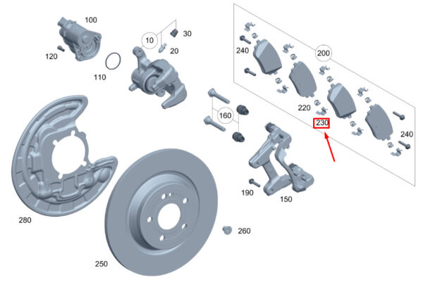 A0004214200 - NEW MERCEDES-BENZ GLA H247 REAR BRAKE BLOCK RAIL A0004214200 ORIGINAL
