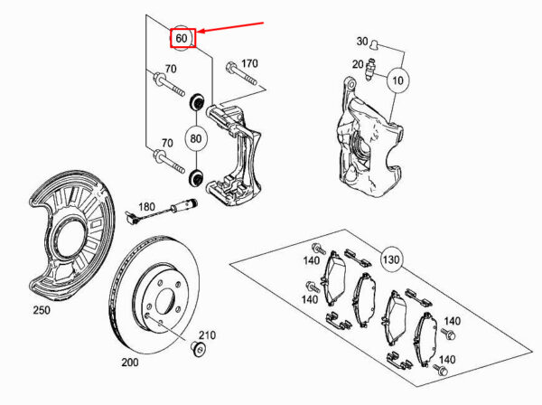 A0004215606 - NEW MERCEDES-BENZ GLA X156 FRONT BRAKE CALIPER CARRIER A0004215606