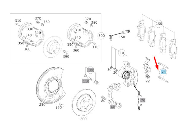 A0004215674 - NEW MERCEDES-BENZ CLS C218 REAR DISC BRAKE STRIP GUIDE PIN KIT A0004215674