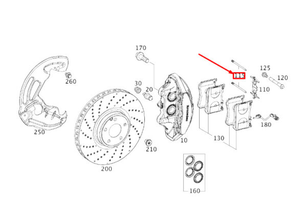 A0004216774 - NEW MERCEDES-BENZ S W222 FRONT BRAKE DRIVING PIN A0004216774 ORIGINAL