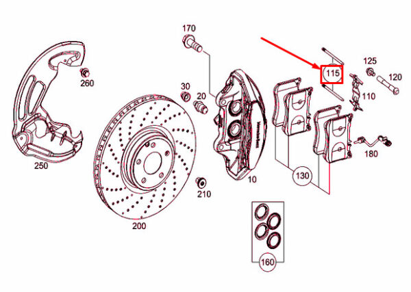A0004216874 - NEW MERCEDES-BENZ S W222 FRONT BRAKE DISC GUIDE PIN A0004216874