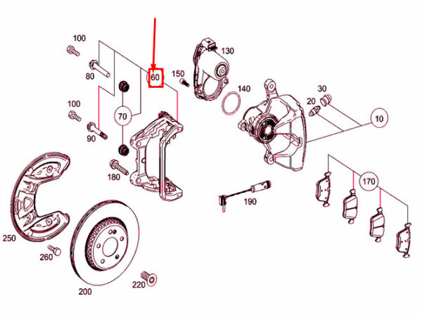 A0004231706 - NEW MB E W213 REAR LEFT WHEEL BRAKE CALIPER CARRIER A0004231706 OEM
