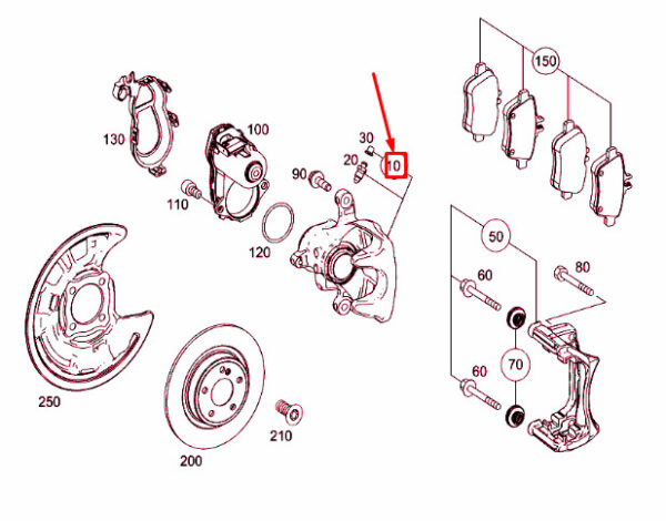 A0004232481 - NEW MERCEDES-BENZ CLA C117 REAR RIGHT BRAKE CALIPER A0004232481 OEM