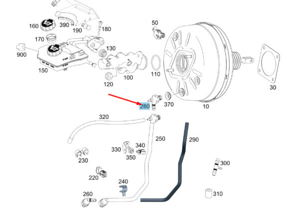 A0004318407 - NEW MB VITO W447 BRAKE UNIT TO VACUUM LINE VALVE LHD A0004318407 ORIGINAL