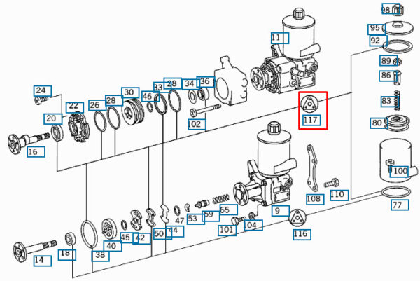 A0004603980 - Mercedes Benz S W140 Gasket Set for Hydraulic Pump Gasket A0004603980 NEW