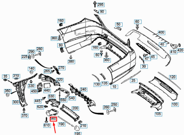 A0004900127 - NEW MERCEDES-BENZ E W212 LEFT TAIL PIPE COVER A0004900127