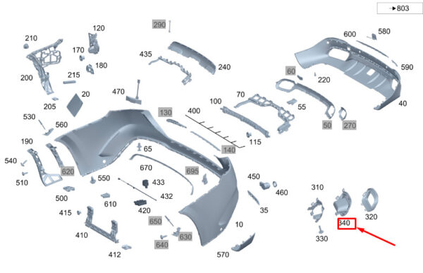 A0004902000 - New MERCEDES-BENZ GLS X167 Left Side Tailpipe Trim A0004902000
