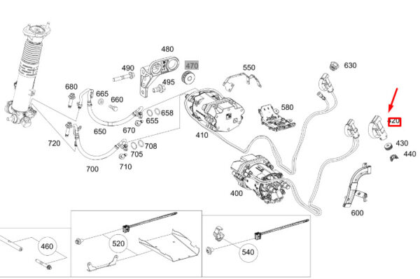 A0005409003 - New MB GLE W167 Susp Hydraulic Rear Left Connector Hous Plug A0005409003