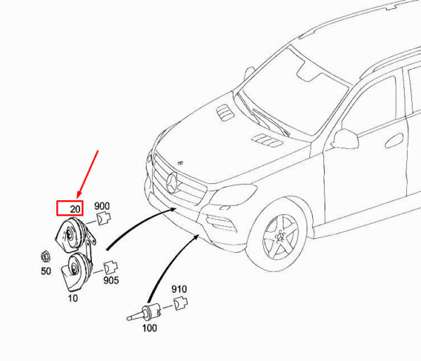 A0005428200 - NEW MERCEDES-BENZ ML W166 LOW NOTE HORN SIGNAL A0005428200 GENUINE
